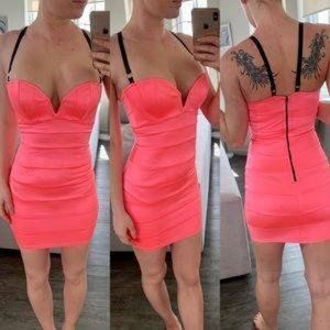 S Mark Wong Nark Bright Neon Pink Bodycon Bandage